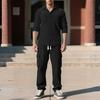 Men's Casual Sports Lapel Cardigan Jacket Long-sleeved Trousers Suit Loose Corduroy Work Suit