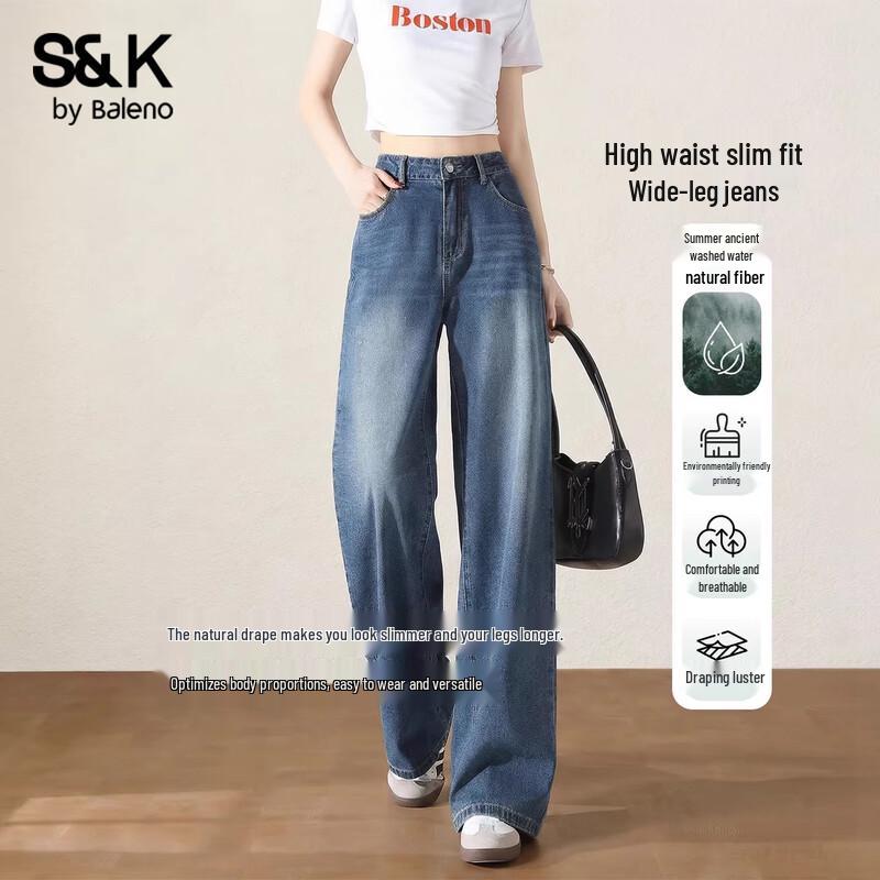 Baleno S&K Women s High-Waist Wide-Leg Jeans L