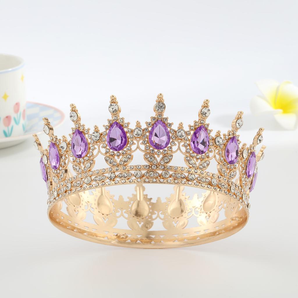 Luxury New Arrival Birthday Party Bridal Performance Crown Princess High-end Wedding Bride Headpiece Round Crown Tiara