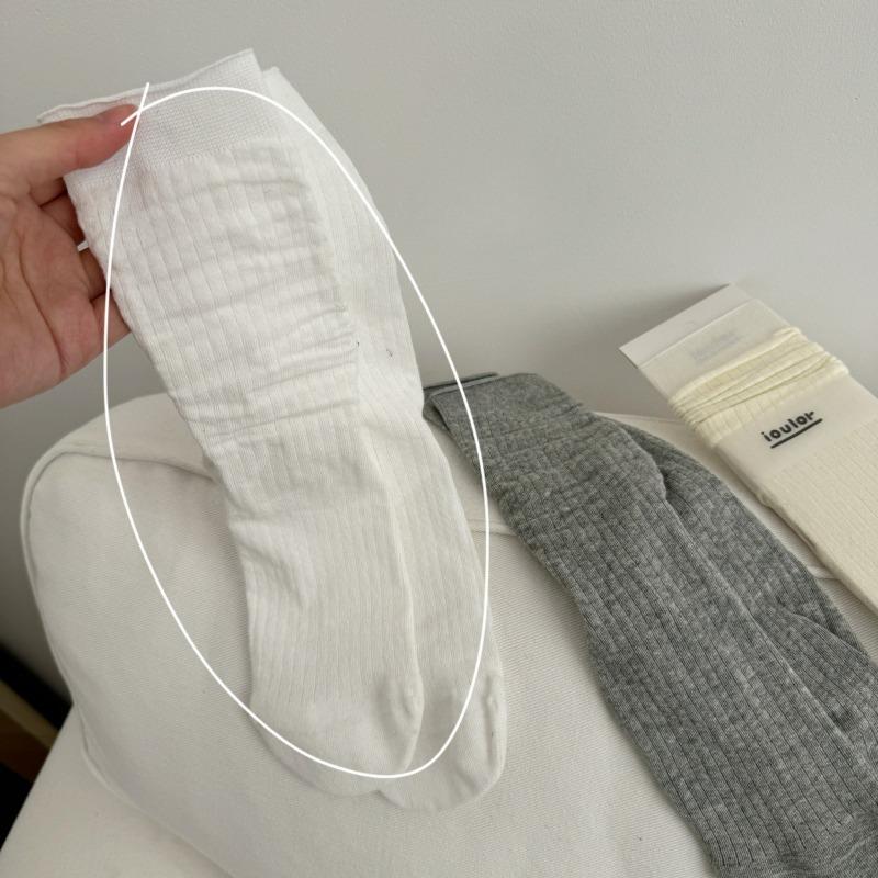 Thin Vertical Striped Mid-calf Socks for Summer, Sweat-absorbing Solid Color Socks, Simple Boneless Pile Socks for Women