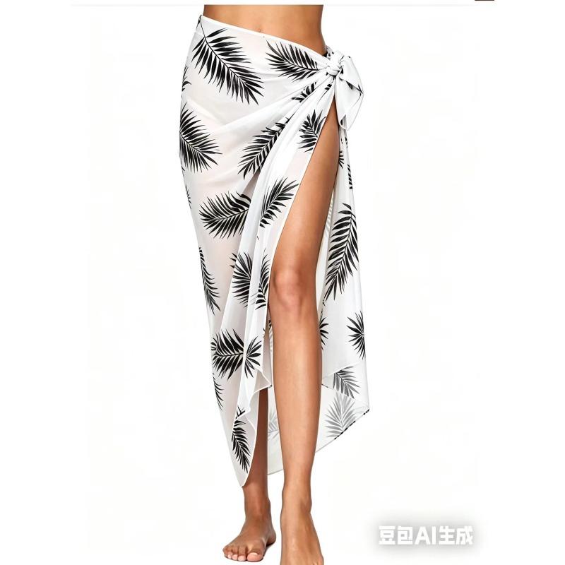 Long mesh beach wrap dress, sexy bikini one-piece scarf for women