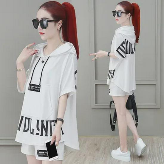 Women's Summer Sportswear Set: Trendy Sweatshirt and Shorts Two-Piece Suit (2021)