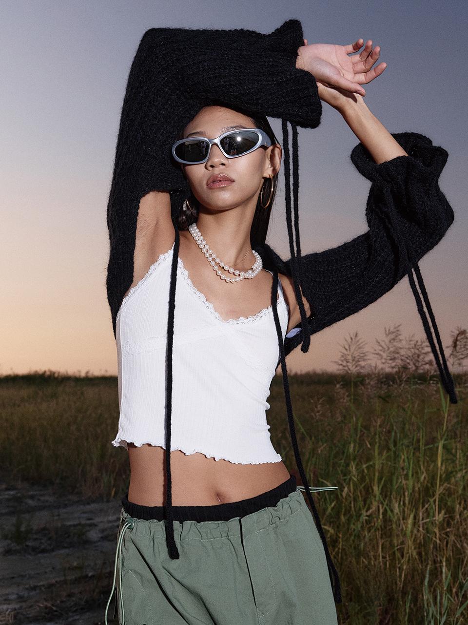 As If Cali Knit Bolero Black Free