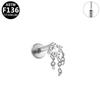 European-American F136 Titanium Bee Flower Push-in Ear & Lip Stud Piercing Jewelry