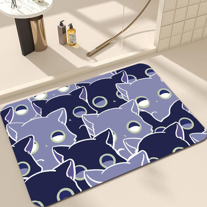 Cute Cat Floor Mat Diatom Mud Bathroom Mat Entry Door Floor Mat Water Absorption Quick Drying Thickened Toilet Toilet Door Mat
