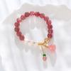Strawberry Crystal Pendant Powder Crystal Bracelet Bangles Women Fashion Jewelry Accessories Gift