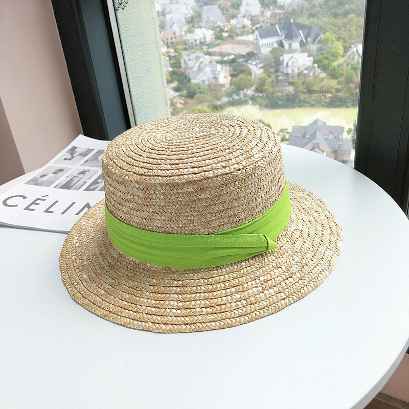 Flat Edge Straw Hat Women's Summer Sunscreen Straw Sunshade Small Fresh Beach Fashion Temperament Top Hat