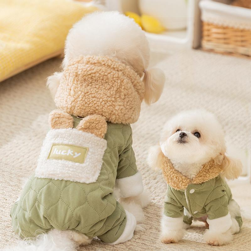 Winter Warm Dog Coat Quilted Padded Jacket with Pockets for Teddy Bichon Small Dogs Pet Clothes for Cold Weather Dog Clothes