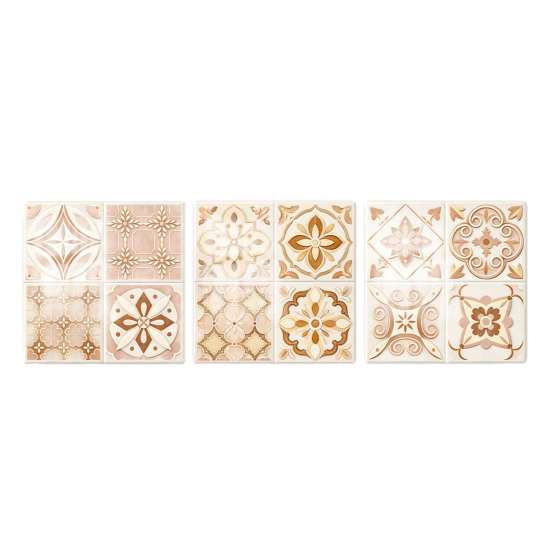 Kitchen Bathroom Wall Stickers 3Pcs 2D Retro Floral Tile Stickers, Self-Adhesive Waterproof Oil Proof Water Resistant Covers Decals, Peel &