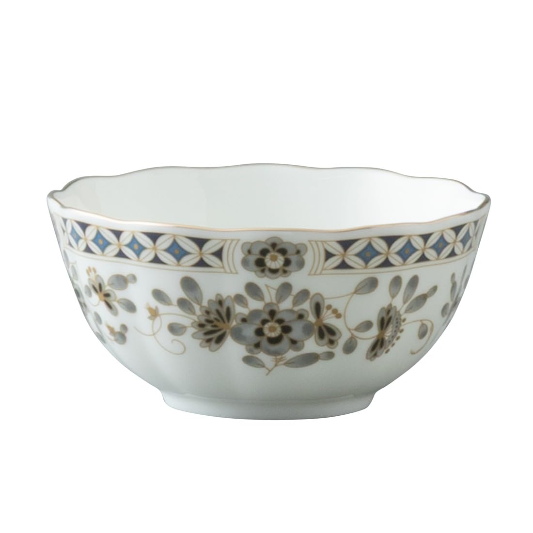 NARUMI Black Stylish Black with Floral Plum Blossom Pattern Made in Gift Box Bowl, Milano, 11cm, (Sarasa Style), Japan, Included, 52443-3441