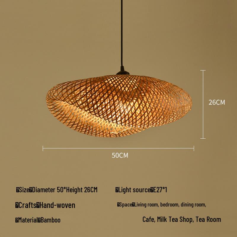Bamboo Rattan Pendant Lamp: New Chinese & Japanese Style Zen Lighting for Tea Room & Dining, Antique Lantern Design.