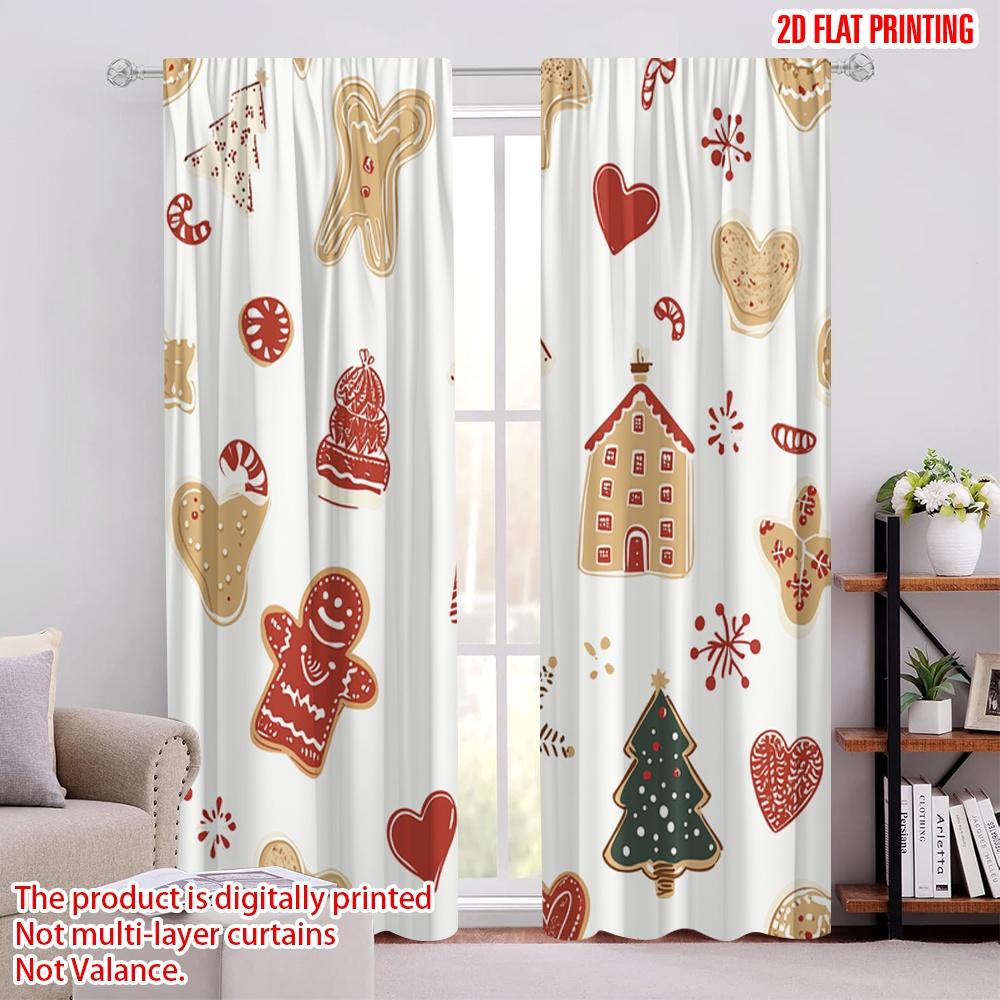 

2pcs,2D plane printing Popular Curtains Christmas Cookies And Hot Chocolate (2) Versatile Polyester Fabric (without rod) Outdoor 52.50 × 116.00 cm 2 pcs