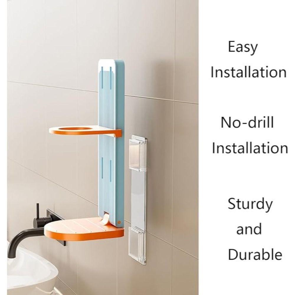Adjustable Bathroom Storage Rack Wall Mounted Shampoo Bottle Holder Body Wash Storage Rack