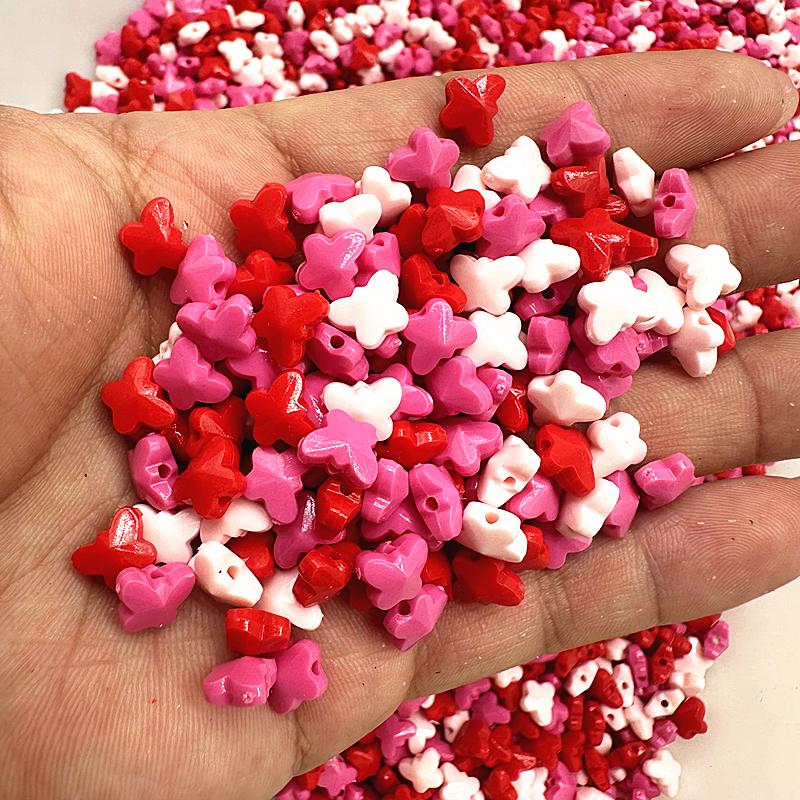 

8mm 10mm Solid Color Acrylic Butterfly Beads DIY Perforated Color Handmade Mobile Phone Chain Pendant Accessories 8mm(100pcs lot)