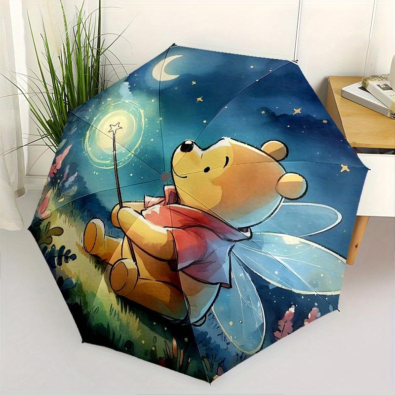 

Winnie the Pooh, Fairy Automatic Opening and Closing Umbrella - 8 Ribs Portable Folding Umbrella with Plastic Handle, Suitable for Leisure a