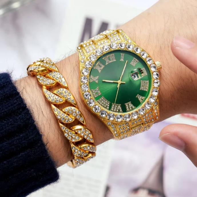 Watch Men'S Premium Sense European And American New Green Water Ghost Watch Men'S Watch Premium Sense Calendar Watch Set Watch
