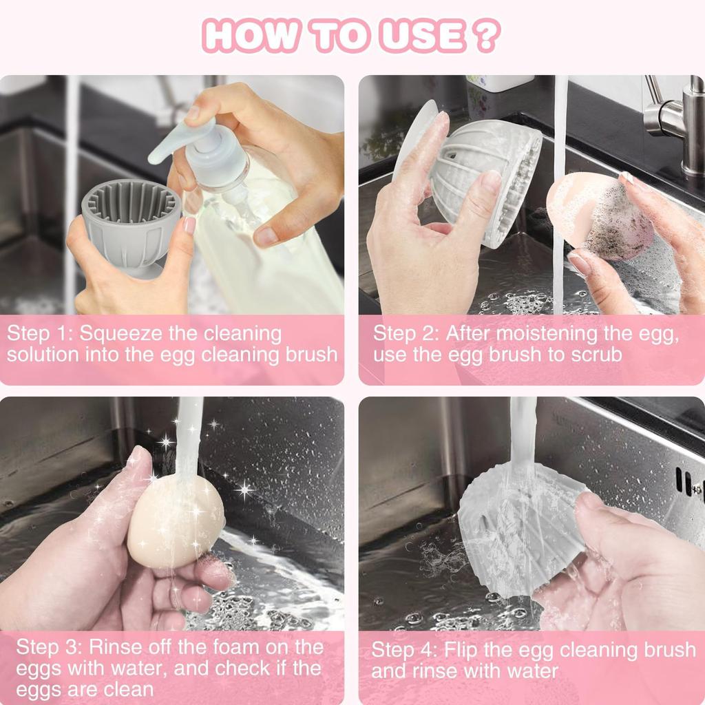 Household Silicone Egg Brush Rotatable Cleaning Cleaner Food Silicone Egg Cleaner Is Very Convenient and Applicable