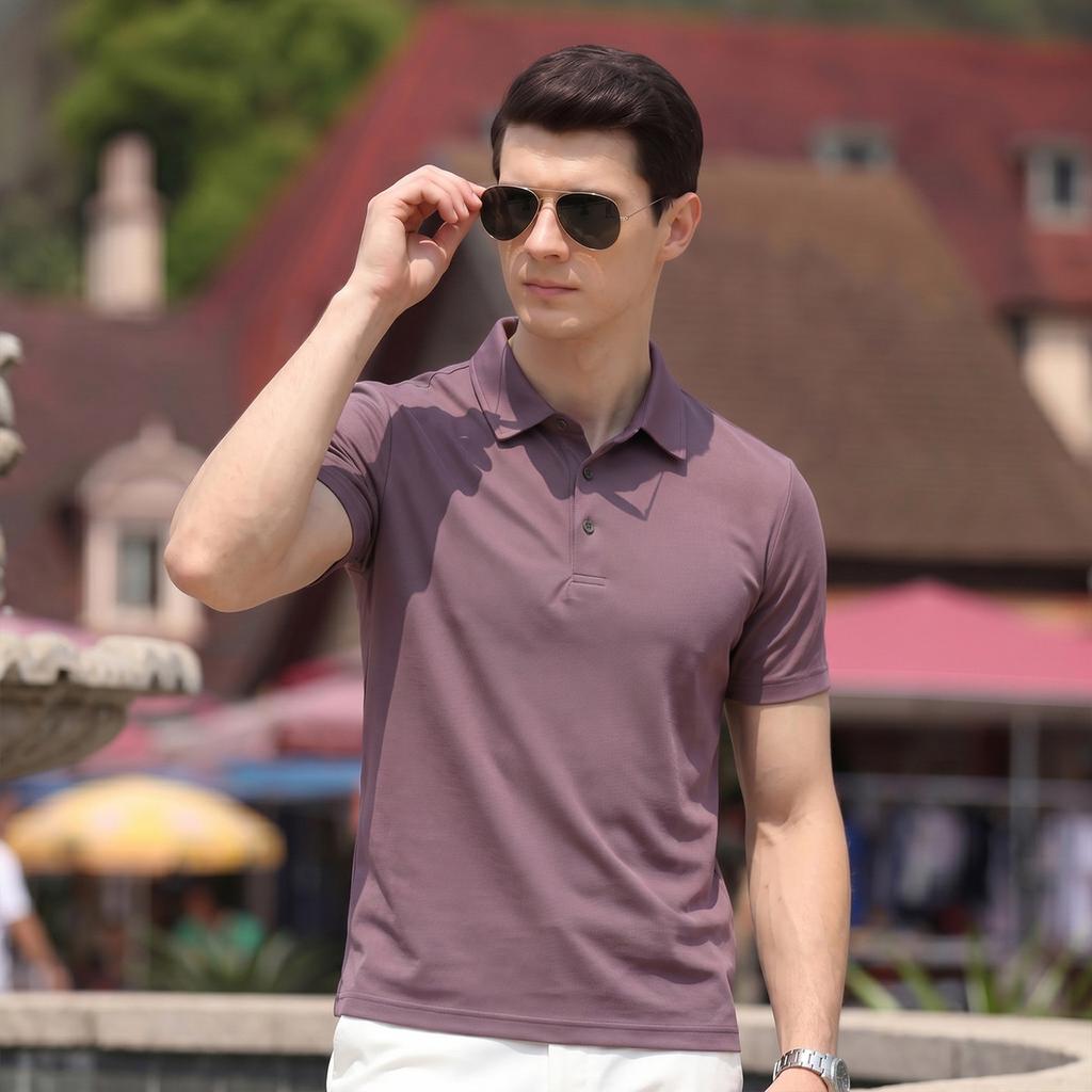 Summer lightweight, breathable, skin friendly and comfortable men's T-shirt with pure color, versatile and easy to maintain short sleeved top