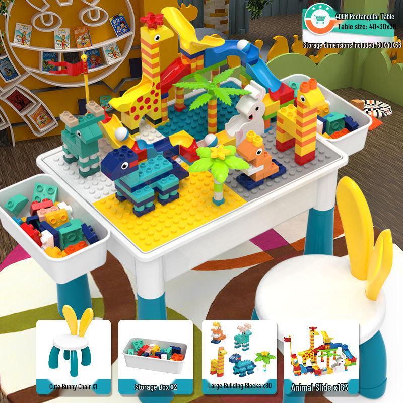 Multifunctional Building Block Table for Early Education – Large Particle Puzzle Toy for Boys and Girls Aged 3-5, Perfect Birthday Gift.