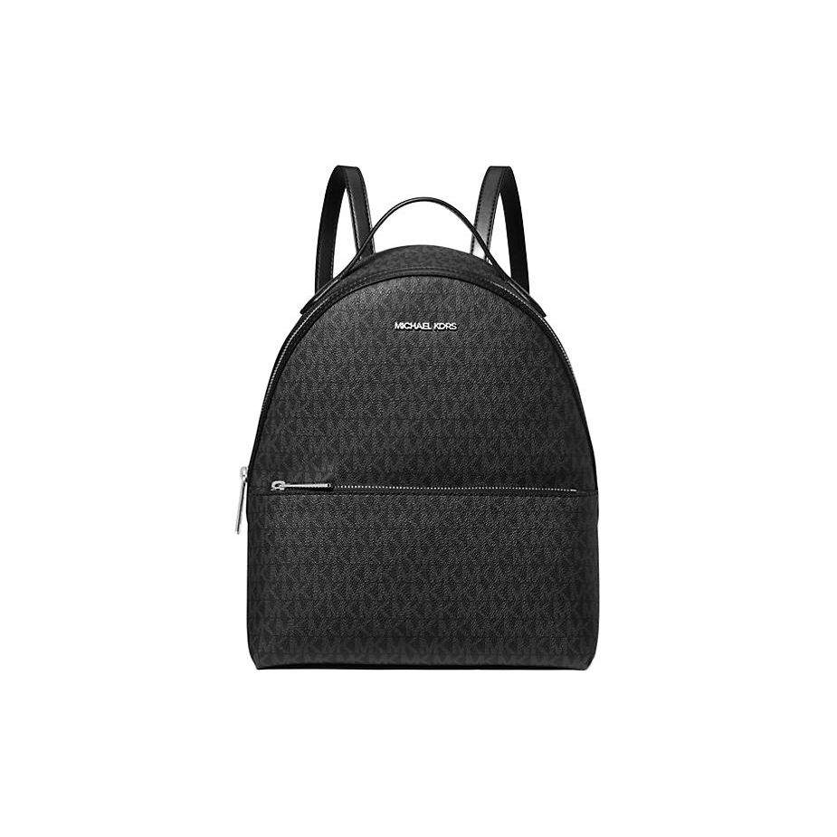 Michael Kors MK Sheila Canvas Backpack With Silver Hardware And Zipper Closure Women backpacks black 35H3S6HB6B-BLACK Basic Set BagDust Bag 19370₽