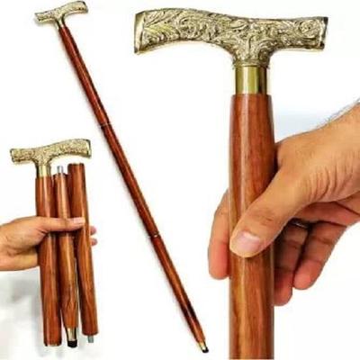 Gehstock aus Holz – Handgefertigter Gehstock aus Holz mit Derby-Messinggriff, 36 Zoll