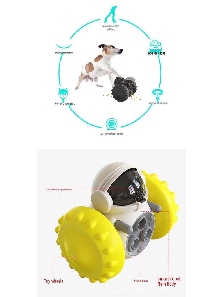 Interactive Pet Food Toy: Robot Car Tumbler for Slow Feeding and Play