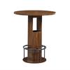 Juego de Mesa y Taburetes de Barra de 3 Piezas, Mesa Redonda de 31.5 Pulgadas con Dos Taburetes, Mesa de Comedor de Madera con Reposapiés Metálico en Forma de Anillo, Nogal