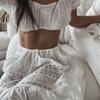 French Style One-Shoulder Lace Top & High-Waisted Patchwork Skirt Set 2024