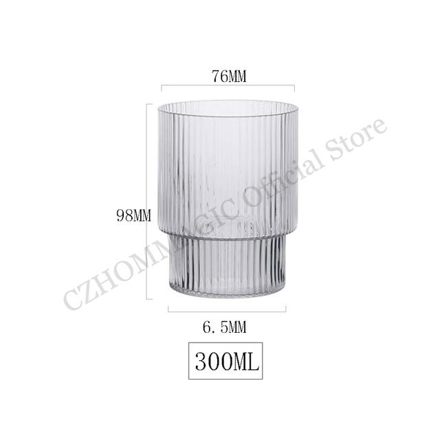 6/4 Stück Vertikal gestreifte gerippte Glas Kaffeetasse Hitzebeständige transparente Wasserbecher Trinken Milch Bier Tee Saft Wein Set Geschenke