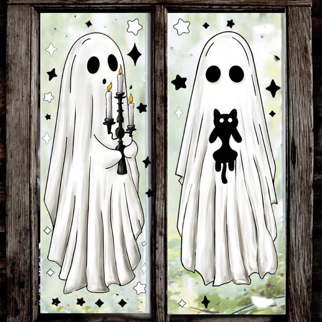 Statisch haftende Fensteraufkleber - Gruselige Halloween-Fenstersticker für Innen- und Außendekoration