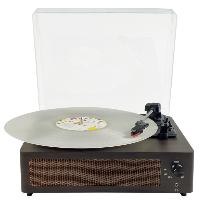 Household Minimalist Retro Phonograph Wooden Electric Record Player with Dust Cover Wireless Bluetooth Vinyl Speaker New