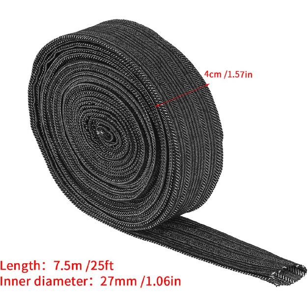 7.5m Hydraulic Hose Sleeve, Black Denim Protective Sleeve, Protective Sleeve Hydraulic Hose Sheathing for Welding Torch Hydraulic Hose