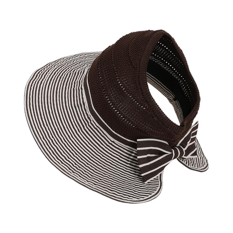 Summer outdoor sun hat children fashion striped big brim empty top hat travel versatile bow sun hat