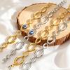 Distinctive Elliptical Devil's Eye Bracelet for Women,Stainless Steel Hand-made Chain Bracelets,Minimalist Lucky Jewelry Gift