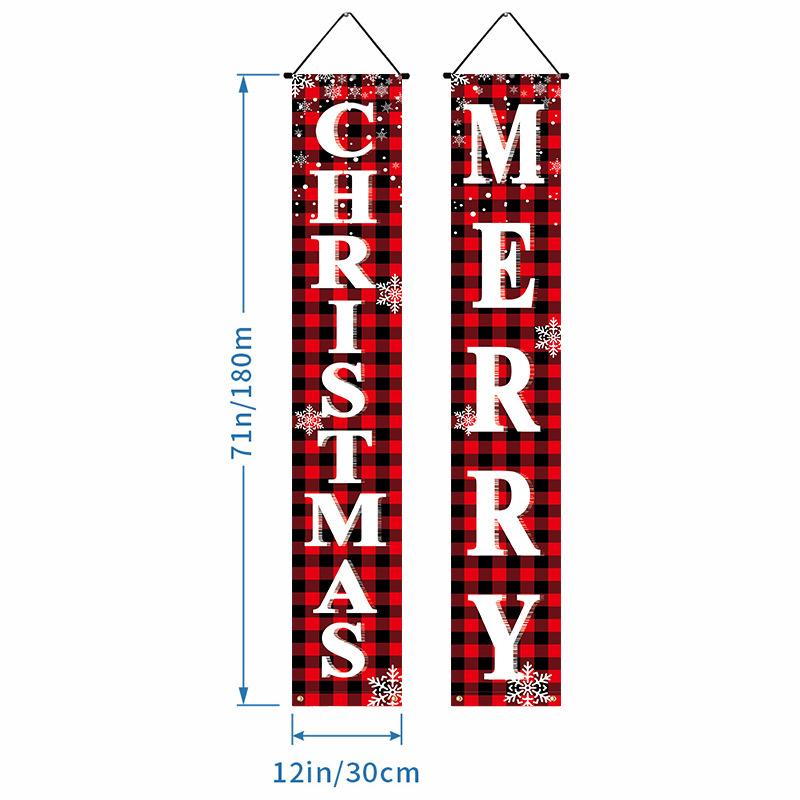 2025 New Year Ivenf Christmas Decoration Banner Hanging Outdoor Courtyard Front Porch Door Sign Set Christmas Home Decorations