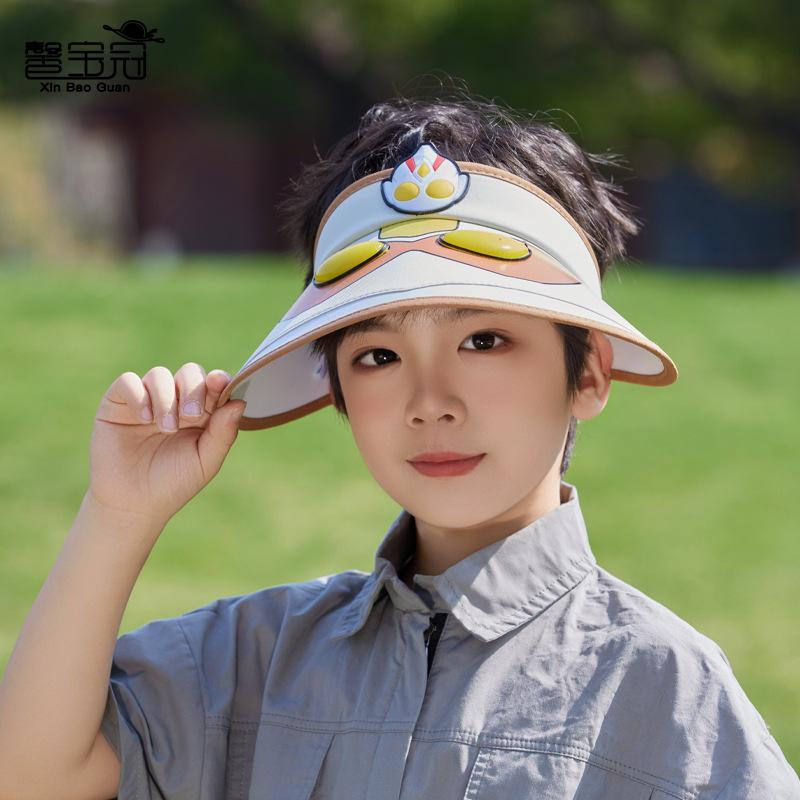 Children's Hat Cartoon Ultraman Big Brim Sun Protection Hat for Boys and Girls Summer Outdoor Travel Shading Empty Top Hat