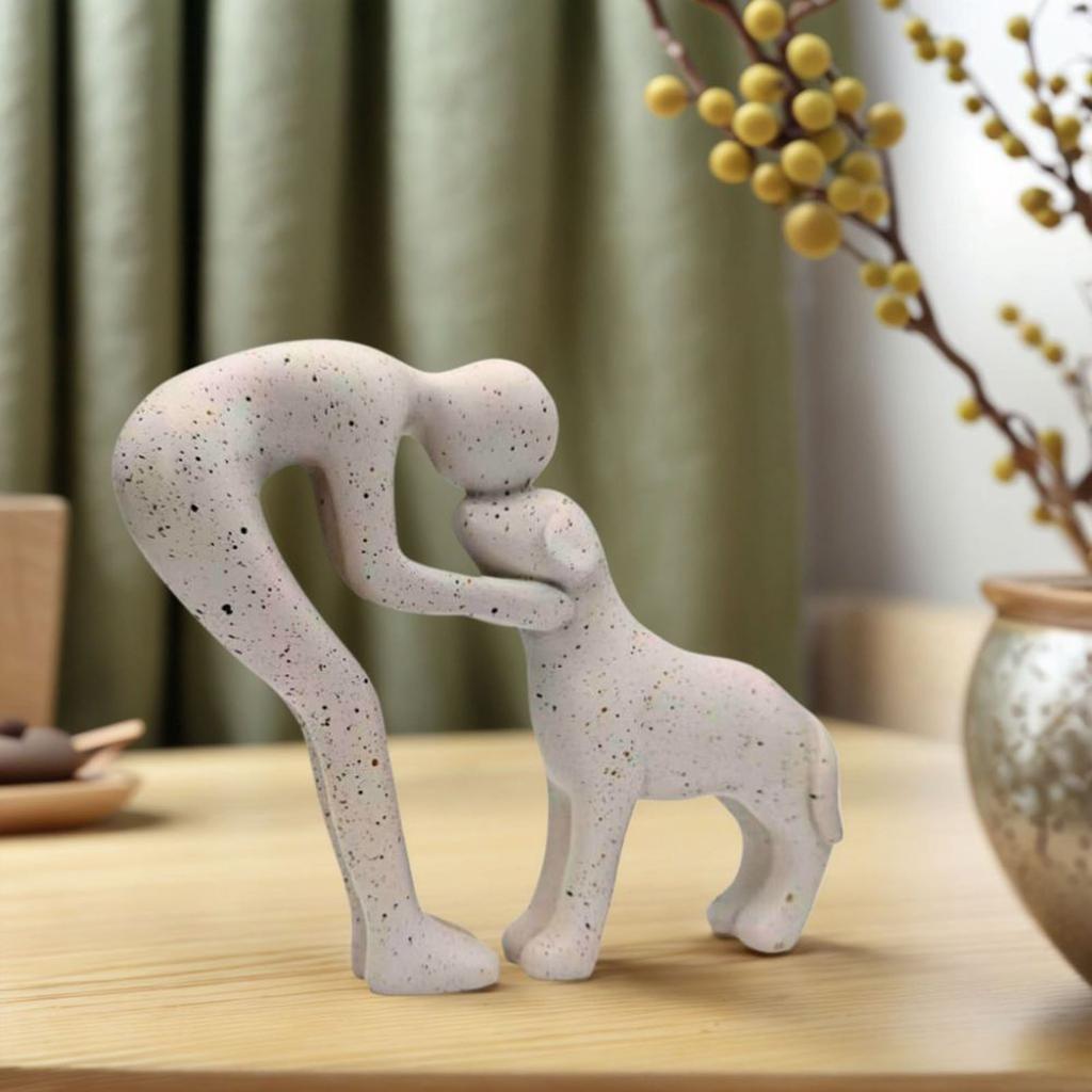 Man and Dog Statue Decoration Small Dog Sculpture for Desk Living Room Shelf Friendship Remembrance Gift for Dog Lovers