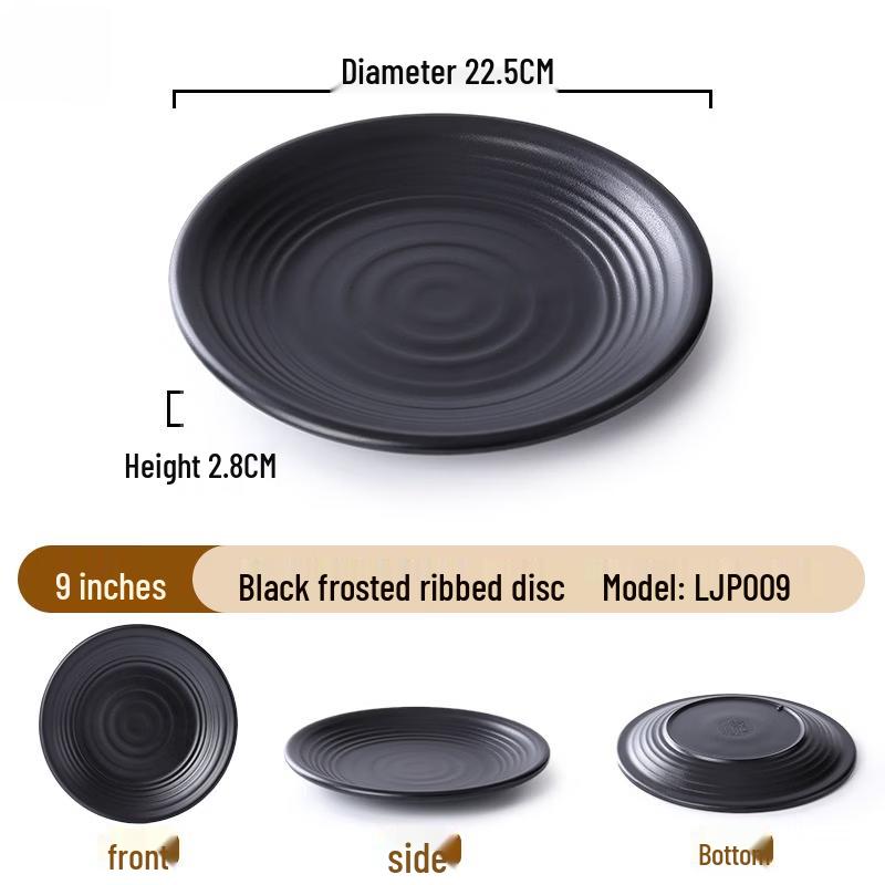 

Black Melamine Threaded Dinner Plates
