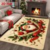 2D Flat Festive Santa Floor Mat, Classic Red‑Green Pattern Christmas Decor Rug, Durable Machine Washable for Living Room