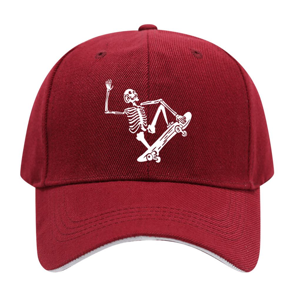 

Кепка Бейсболка с принтом скейтбордиста-скелета, полиэстер, повседневная, унисекс, регулируемая, с застежкой One Size