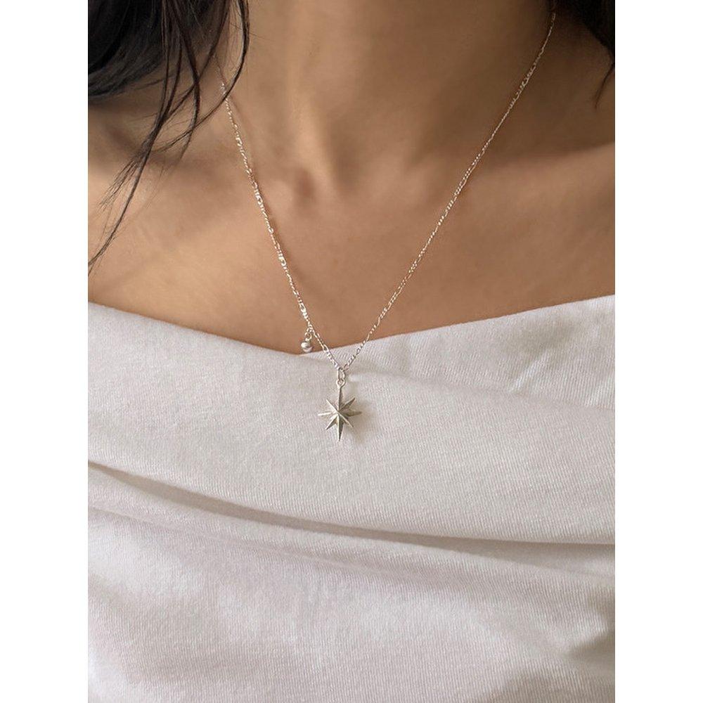 Silver Stella Ball Point Figaro Chain Necklace_Mvn20