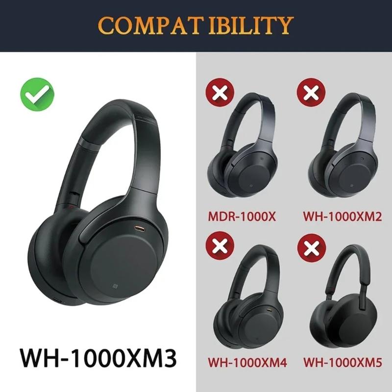 1 Pair Soft Breathable Earpads for WH-1000XM3 Headphones Replacement Earphone Cushion with Cooling Gel Feature