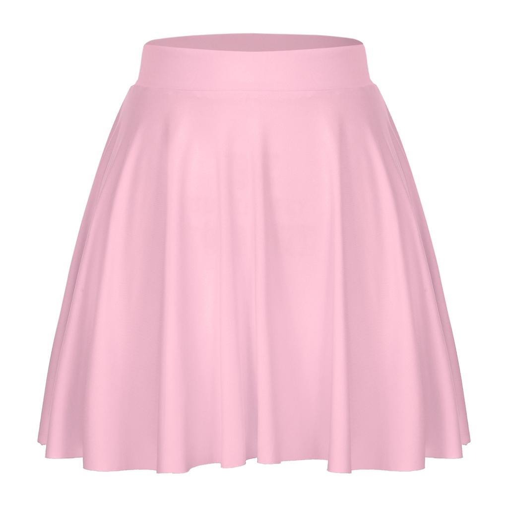 Falda de Color Sólido con Volantes para Mujer: Falda Acampanada Casual con Cintura Elástica para Ropa de Estar en Casa Ropa Deportiva