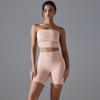 One Piece Pleated Strapless, High Waisted, Hip Lifting, Zero Sensation, No Underwear, Sports Shorts, Fitness Yoga Suit For Women