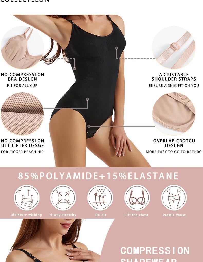 Women's Seamless Shaping Bodysuit: Open Crotch, Abdomen Control, Hip-Lifting, and Shaping Sling.