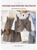 Girl's Korean Chic Tweed Vest Three-Piece Set for Spring/Autumn 2026