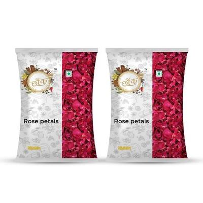 Chounk Premium Sun Rose Petals Dried | Dried Rose Petals Edible for Skin Care, Herbal Rose Tea, Decoration On Foods | 200g (100g X 2)