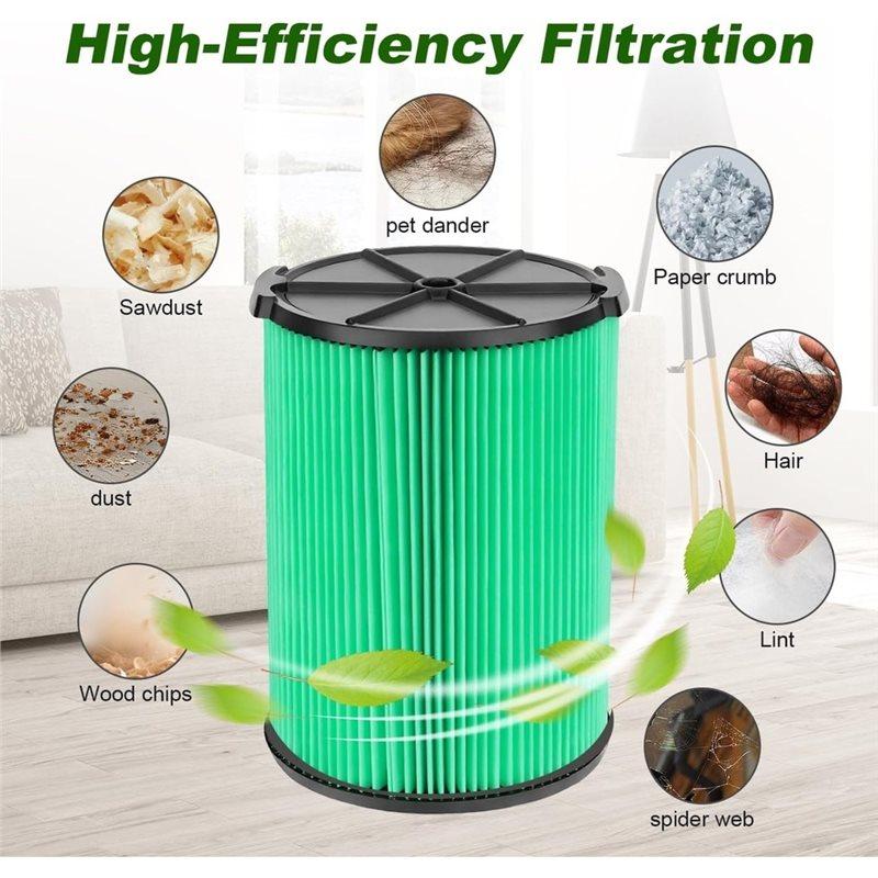 A02V-VF6000 Replacement Filters For 5- 20-Gallon Wet/Dry Vacuums And 6- 9-Gallon Husky Vacuum Cleaners