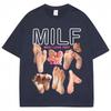 2026 Summer Mens Fun Letter Foot Print Round Neck Tshirt Neutral Soft Casual Street 100 Pure Cotton Short Sleeved Shirt