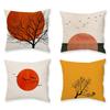 Simple Sunset Branch Landscape Pillow Short Plush Printed Pillow Case Sofa Backrest Decorative Backrest Cover